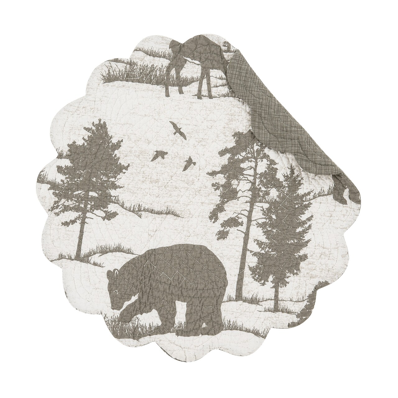 Henderson Hideaway Round Woven Reversible Rustic Winter Wilderness Placemats Set of 6, 17"